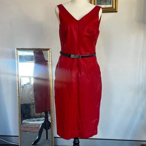 Electric Red Vintage Leather Dress
