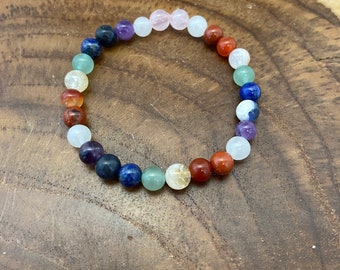Chakra Armband mit Amethyst, Aventurin, Jaspis & Quarz