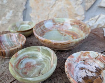 Onyx Marble Bowls: Tealight Holder, Jewelry Dish, Unique Stone Decor