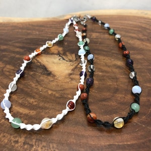 Macrame Chakra Necklace: Aventurine, Amethyst, Jasper