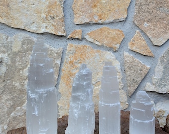 Selenite Tower Point, Raw Form Crystal, Lightbringer Energy Stone