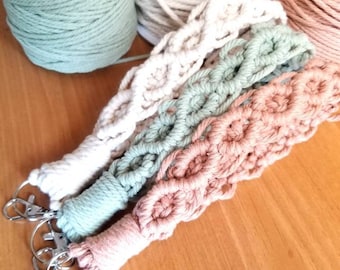 Wristlet Lanyard for Keys , Boho Wristlet , boho accessories , key fob keychain, small handmade gift