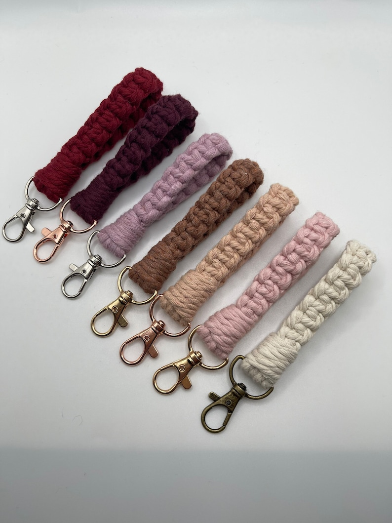 Mini Wristlet for Keys , Keychain, key fob keychain, wristlet keychain , Braided Key Fob , Teacher Gift , Macrame Wristlet, Bridesmaid Gifts image 2