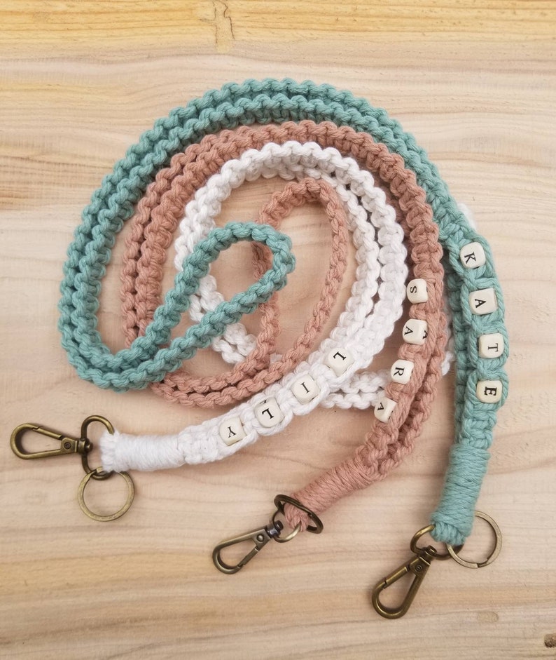 Personalized Macrame Lanyard , Handmade Gift , Custom Lanyard , Badge Holder, Key Holder , Boho Lanyard , Bridesmaid Gifts, teacher gift image 4