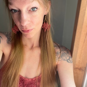 Macrame Dangle Earrings, Boho Earrings, festival accessories, handmade gifts