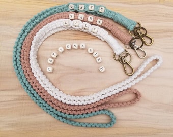 Personalized Macrame Lanyard , Handmade Gift , Custom Lanyard , Badge Holder, Key Holder , Boho Lanyard , Bridesmaid Gifts, teacher gift