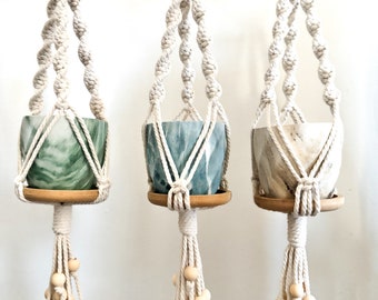 Macetero colgante de macramé, macetero para suculentas, regalo de jardinero, regalos de flores, regalo del Día de la Madre