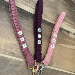 Personalized Macrame wristlet, lanyard , Handmade Gift , Custom Lanyard , Badge Holder, Key Holder , Boho Lanyard
