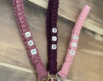 Personalized Macrame wristlet, lanyard , Handmade Gift , Custom Lanyard , Badge Holder, Key Holder , Boho Lanyard