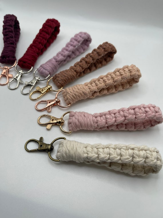 Mini Wristlet for Keys , Keychain, key fob keychain, wristlet keychain , Braided Key Fob , Teacher Gift , Macrame Wristlet, Bridesmaid Gifts