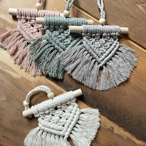 Mini Macrame wall Hanging , Macrame Car Charm, Wall decor, boho accessories , boho wall decor