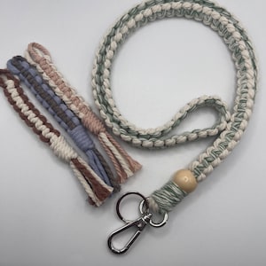 CUSTOMIZE! Two-Tone Macrame Lanyard , Handmade Gift , Custom Lanyard , Badge Holder, Boho Lanyard , keychain lanyard , Teacher Lanyard