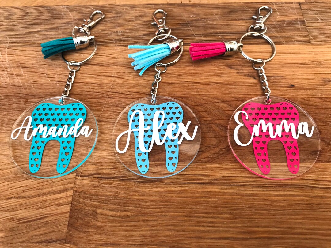 Personalised Dental Keyring, Dental Nurse, Dental Hygienist, Dentist, Dental Therapist Etsy