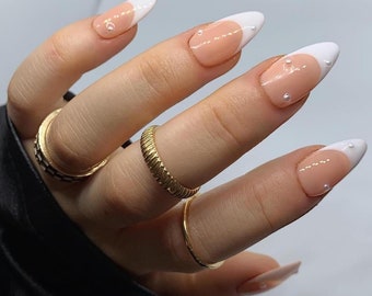 White Pearl French Tip Press On Nails