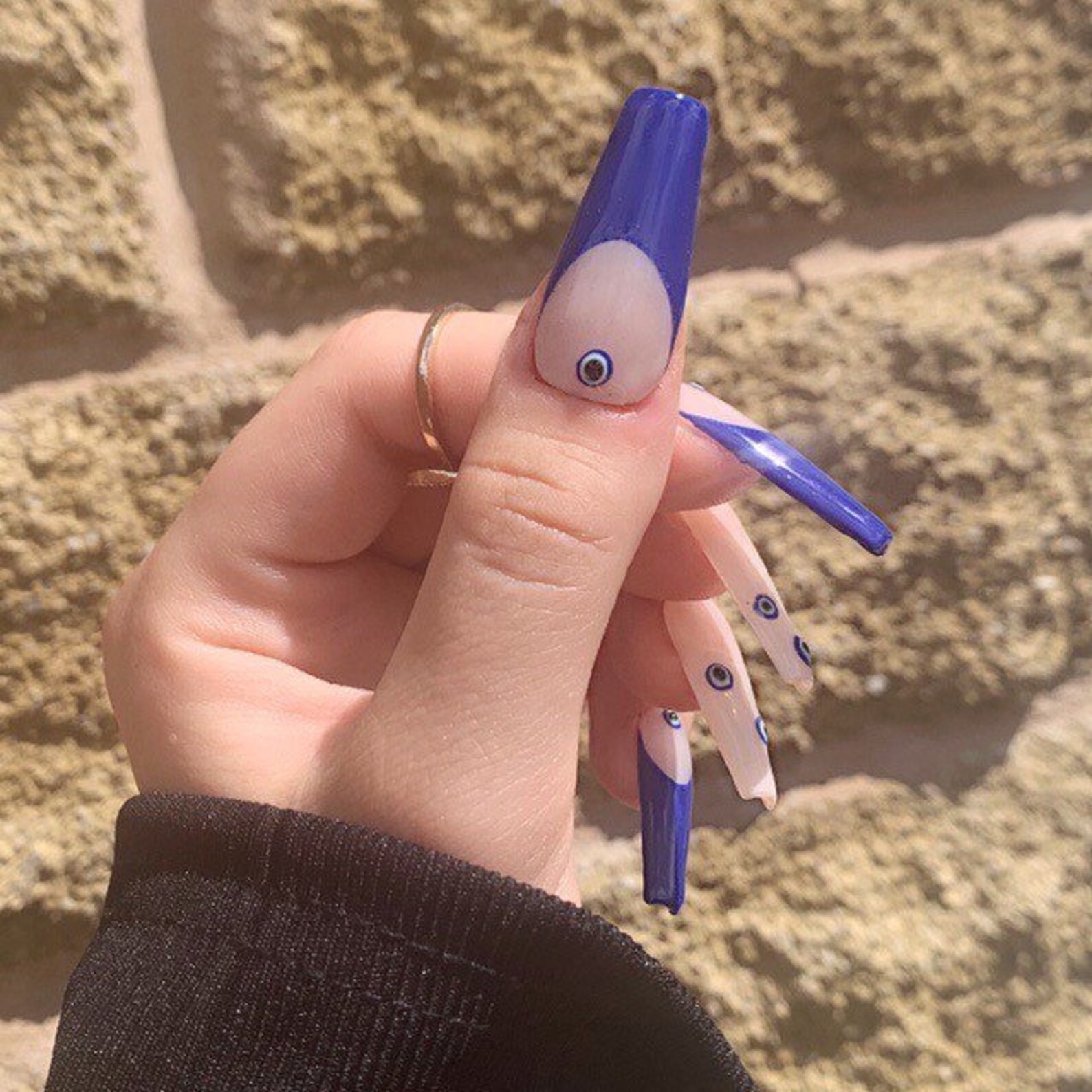 Evil Eye Blue French Tip Press on Nails | Etsy