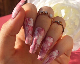 Pink Tie-Dye Press On Nails