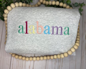 Colorful State Embroidered Sweatshirt, State Sweatshirt, State Pride