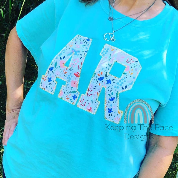 Applique Custom State Initials Embroidered Shirt, State Pride Shirt, State Initials Shirt