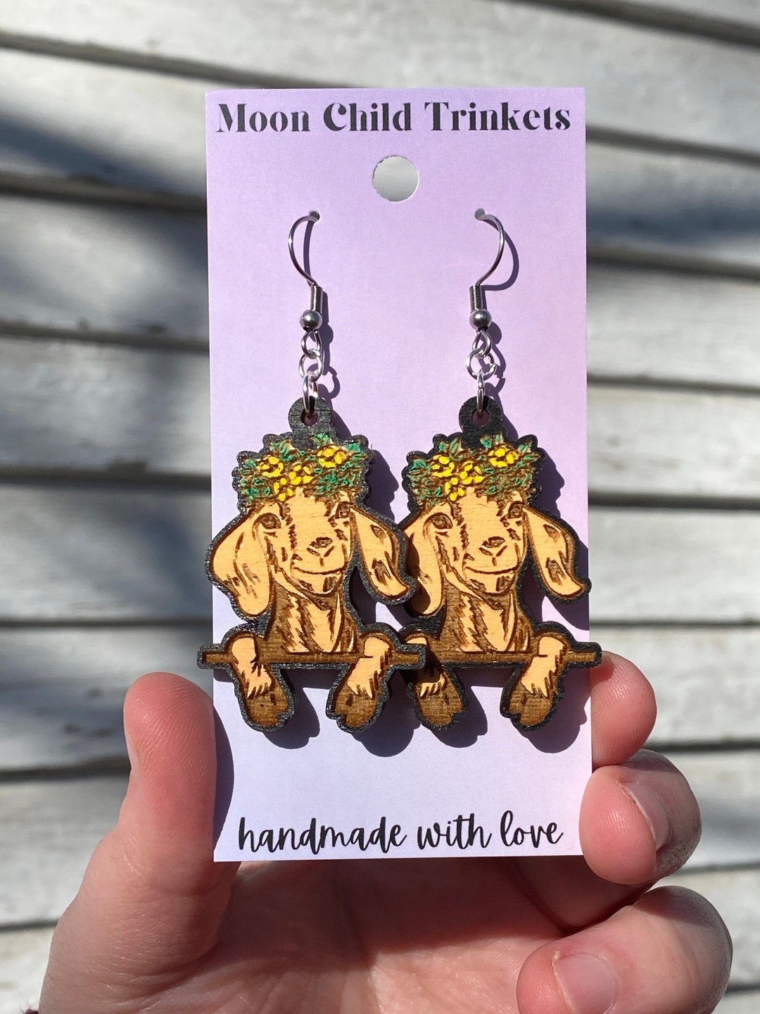 Goat Earrings in Silver Toned Metal. Women's or Teen's Goat Earrings