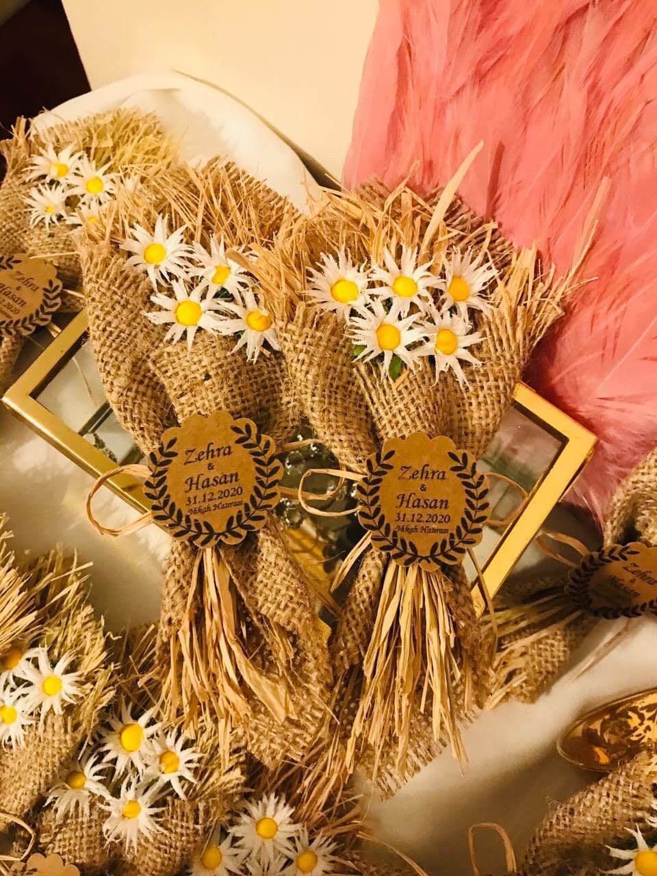 Straw Daisy Wedding gift Personalised Daisy Favors Etsy