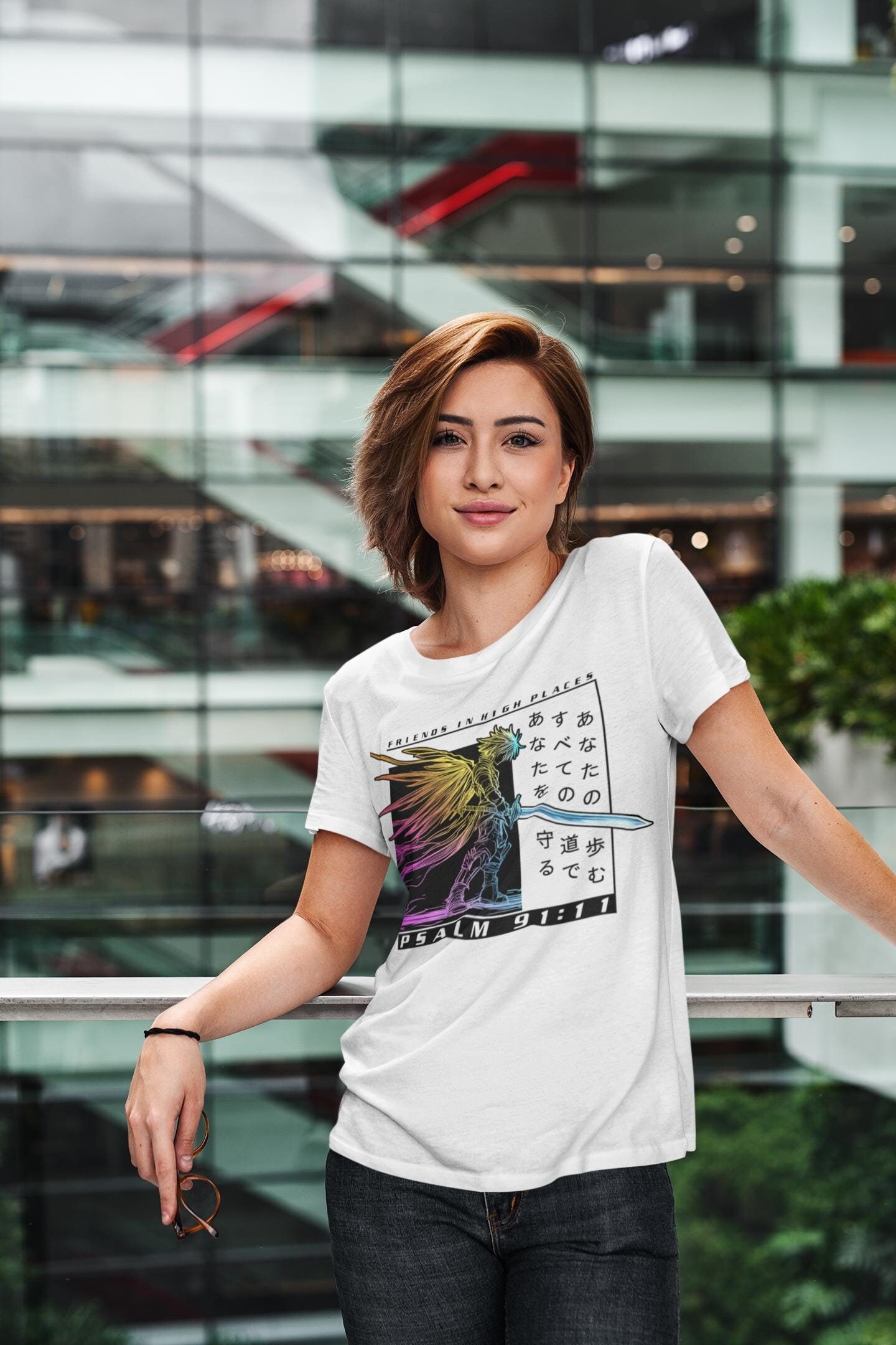 Anime Angel Psalm 91 T-shirt christelijke anime cadeau tshirt Anime beschermengel zwaard Bijbelvers Anime tiener bijbelvers Psalm 91 cadeau shirt