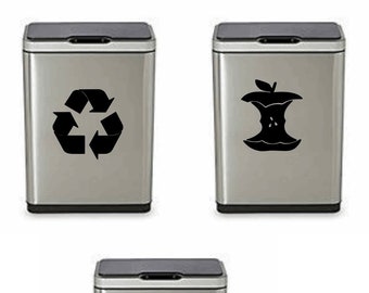Bin Labels - Rubbish - Recycling  Food Waste Stickers - Waste Bin Signs - Trash Labels - Eco Bin Stickers - Indoor Outdoor Use