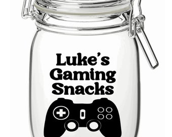 Gepersonaliseerde Gaming Snacks Jar Sticker - Vinyl Decal - label - Gamer Gift - Gaming Lover - Geschenken voor hem / haar - Tienercadeau - Verjaardagscadeau