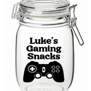 Personalised Gaming Snacks Jar Sticker - Vinyl Decal - label- Gamer Gift - Gaming Lover - Gifts for Him / Her - Teen Gift- Birthday Gift