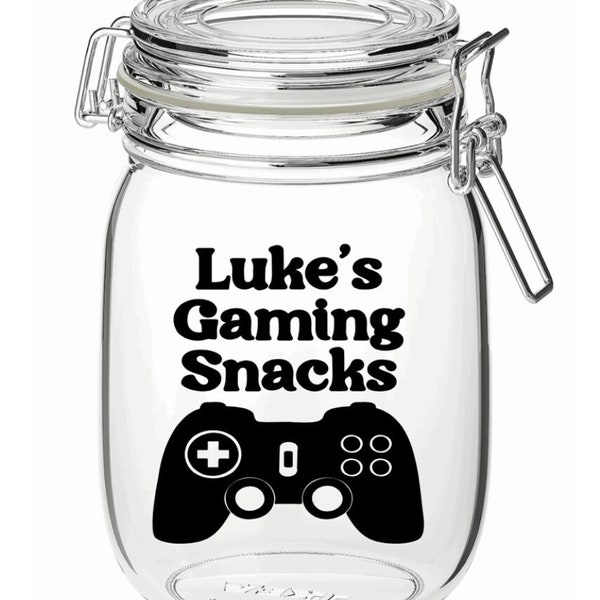 Personalised Gaming Snacks Jar Sticker - Vinyl Decal - label- Gamer Gift - Gaming Lover - Gifts for Him / Her - Teen Gift- Birthday Gift