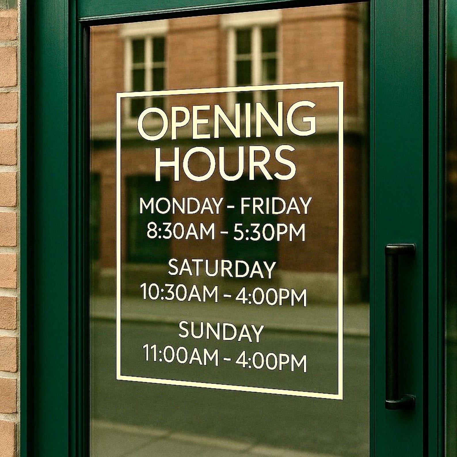 Personalised Shop Opening Hours Decal – Custom Vinyl Window Sign for ...