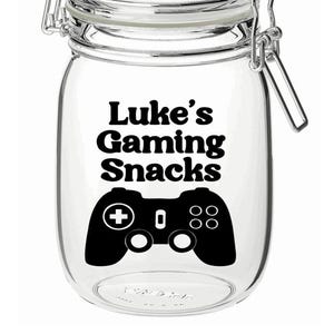 Personalised Gaming Snacks Jar Sticker - Vinyl Decal - label- Gamer Gift - Gaming Lover - Gifts for Fathers day -Teen Gift- Birthday Gift