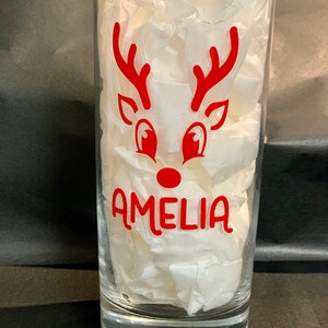 Nome personalizzato Bicchiere di renna di Natale, tazza, etichetta della bottiglia - Decalcomania - Etichetta natalizia - Vetro Rudolf - Solo etichette in vinile - Tazze di Natale
