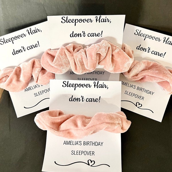 personalised Sleepover Hair Don’t care scrunchie, sleepover party bag, girls sleepover favours, sleepover party bag, sleepover pamper pack