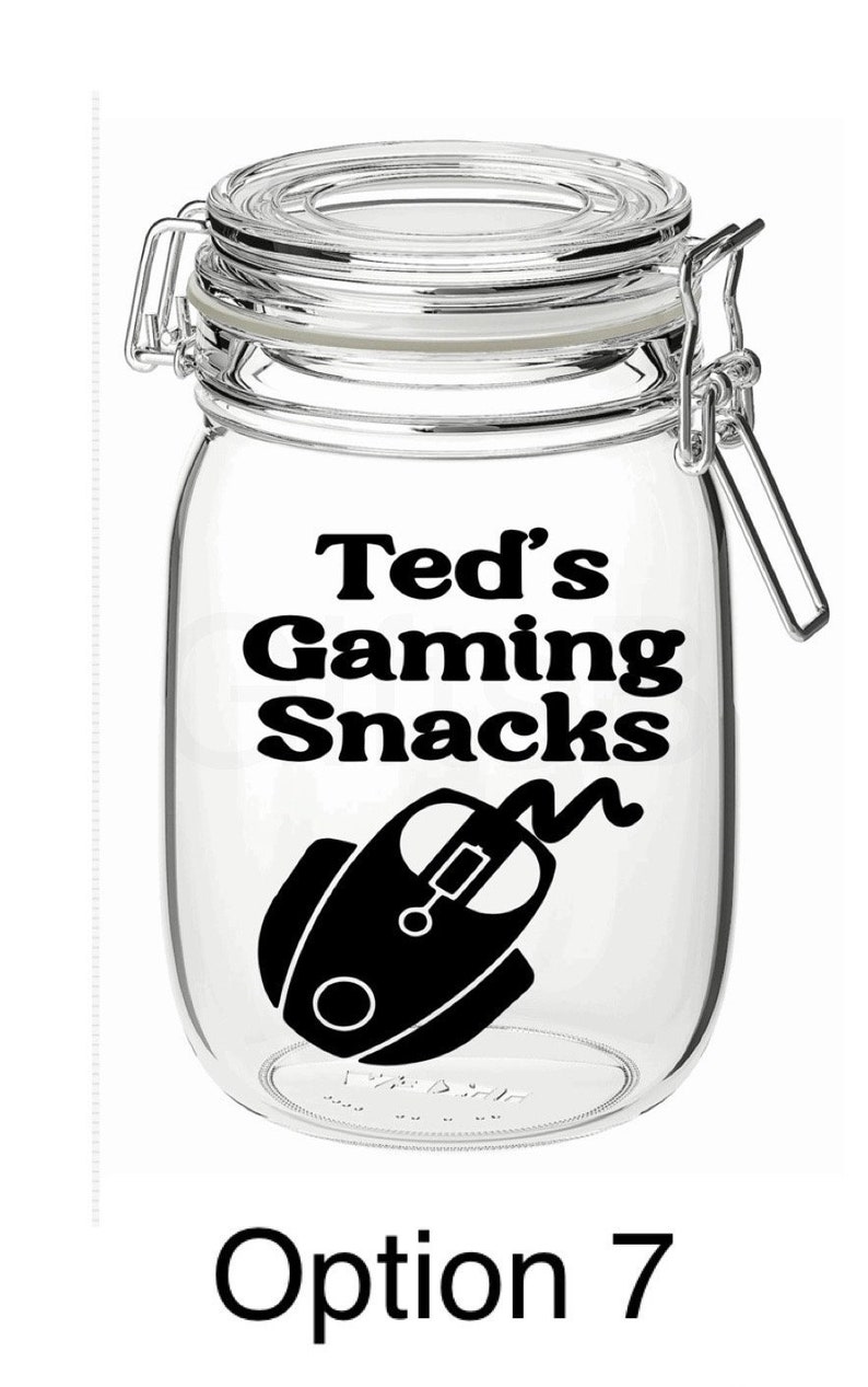 Personalised Gaming Snacks Jar Sticker Vinyl Decal label Gamer Gift Gaming Lover Gifts for Him / Her Teen Gift Birthday Gift Option 7