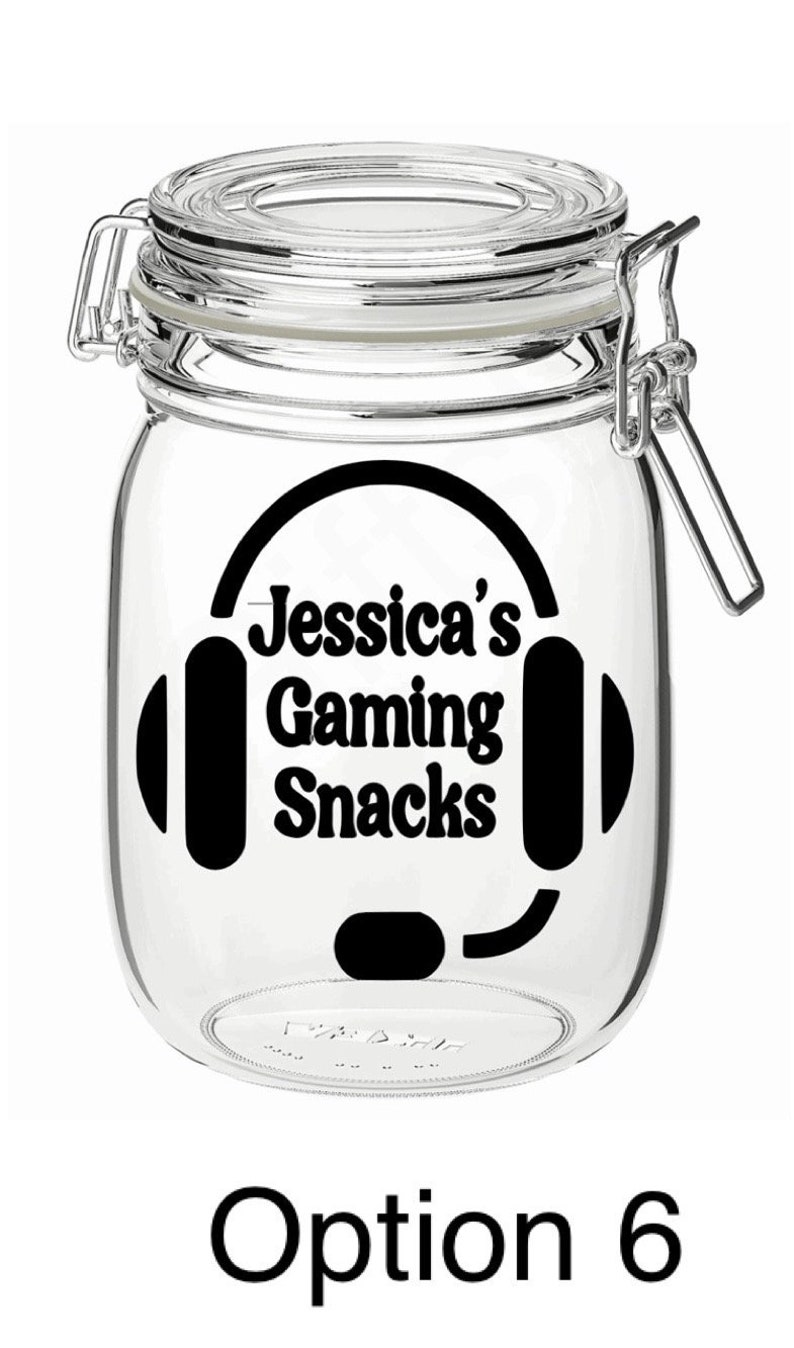 Personalised Gaming Snacks Jar Sticker Vinyl Decal label Gamer Gift Gaming Lover Gifts for Him / Her Teen Gift Birthday Gift Option 6