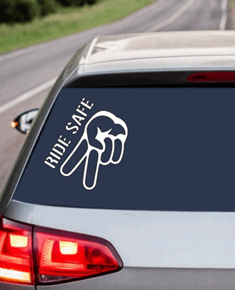 Motorcycle Respect Sign Ride Safe Motorcycle Respect, 2 Fingers Down - Vinyl Decal - Bikers ...