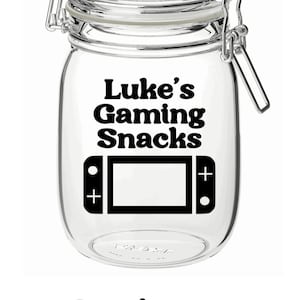 Personalised Gaming Snacks Jar Sticker Vinyl Decal label Gamer Gift Gaming Lover Gifts for Him / Her Teen Gift Birthday Gift Option 5