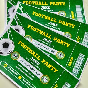 Op maat bedrukte uitnodigingen voor voetbalfeestjes – Gepersonaliseerde kinderverjaardagsuitnodigingen – naam, locatie, datum, tijd, RSVP – verjaardagsuitnodigingen voetbal