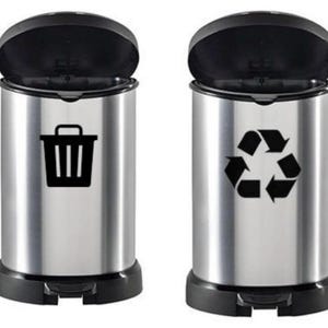 Waterproof Recycle Bin Stickers Azatemgo 6-Pack - Waterproof Anti-UV Trash Can Labels For Paper Metal Plastic Glass Recycling Bin Stickers