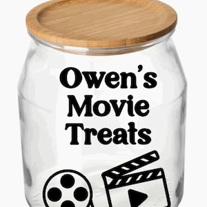 Personalised movie Snacks/treats Jar Sticker - Vinyl Decal - Sticker label only- Gift - movie  - valentines gift - Teen Gift- Birthday Gift