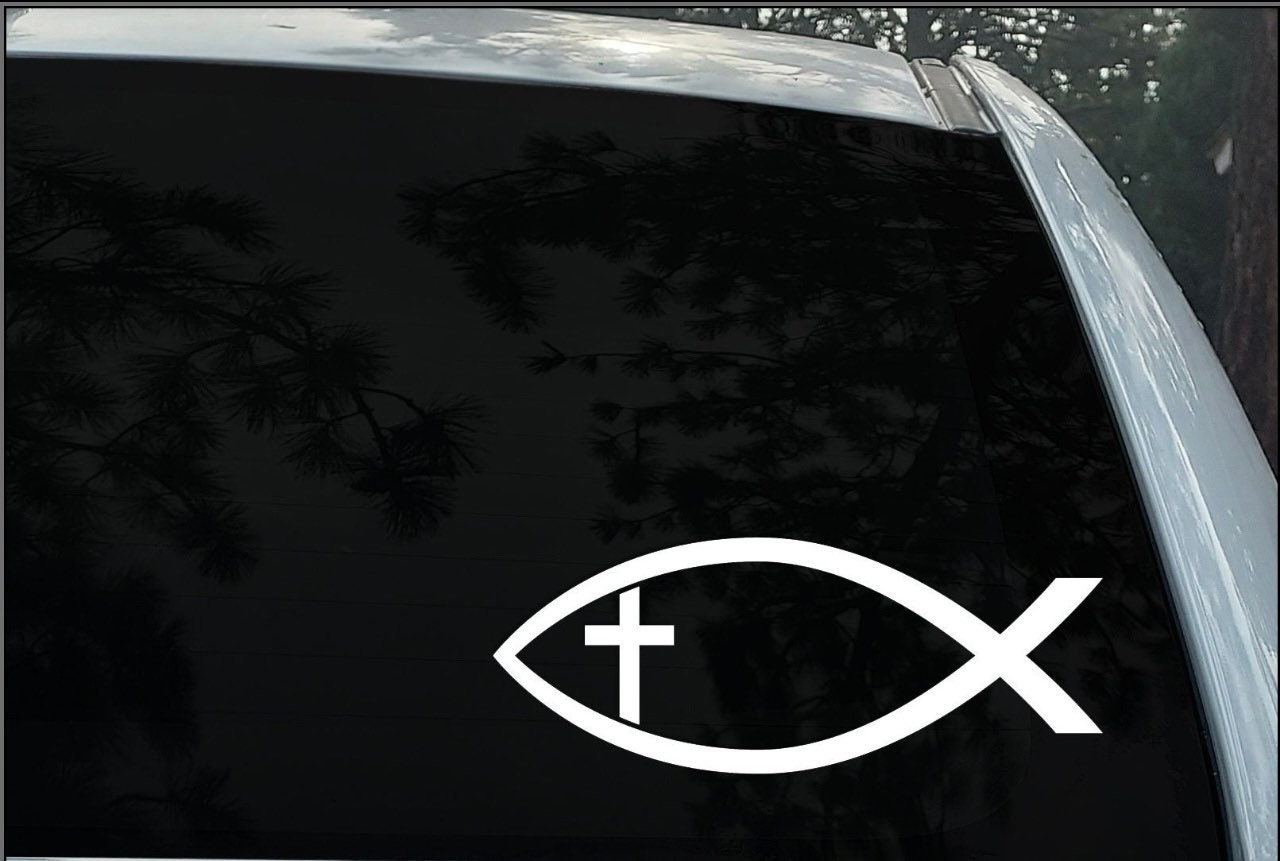 autocollant poisson Ichtus sticker signe chrétien pour protection voiture -  260420 - Stickers Autocollants personnalisés
