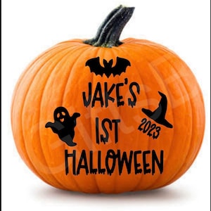 Personnalisé My First Halloween - Décalcomanie de citrouille - Décalcomanie d’Halloween - autocollant de citrouille - Accessoire d’Halloween - Mon premier Halloween- Étiquette d’Halloween-