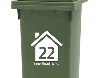 Pack of 2 Wheelie bin stickers - personalised wheelie bin labels | personalised vinyl labels- Trash labels