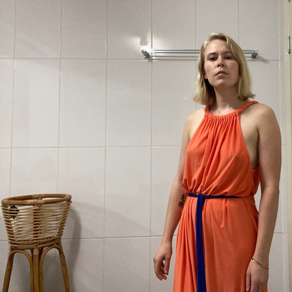 Leona Edmiston Orange/White/Blue Full Length Dress (Size 3)