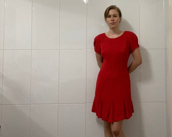 Vintage Red Party Dress (Size Small)