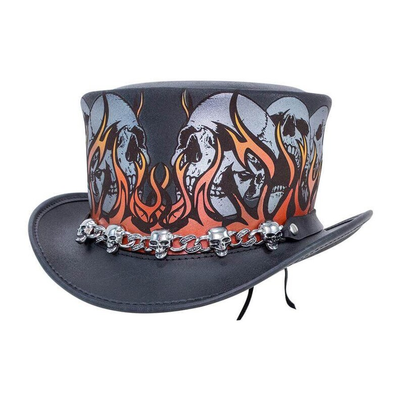 Burn In Hell top hat leather hat leather top hat gothic top hat Burn In Hell top hat leather hat leather top hat gothic top hat