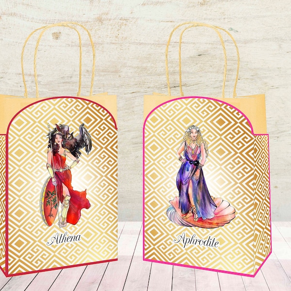Greek Goddess bags/digital filles/8 digital files to download and create your own Greek Goddess bags for the perfect Greek Mythology party