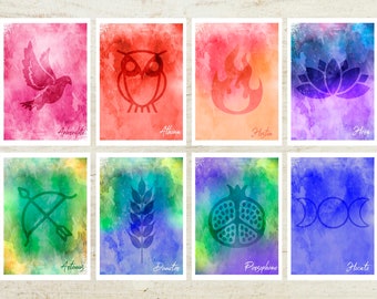 Greek Goddess symbols cards/8 Greek Goddess symbols cards/Athena,Hera,Aphrodite,Artemis,Demeter,Persephone,Hecate,Hestia