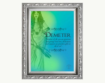 Goddess Demeter art print/Goddess of Agriculture and Fertility/ Greek Goddess Demeter print/A5 print, bonus 4 cards