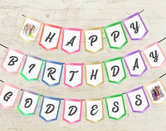 Bannière déesse joyeux anniversaire/bannière parfaite pour la décoration de fête de la mythologie grecque/bannière déesse grecque/fichier numérique